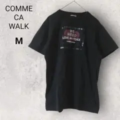 コムサウォーク 半袖 Tシャツ M 黒 プリント ハート 綿100 クルーネック
