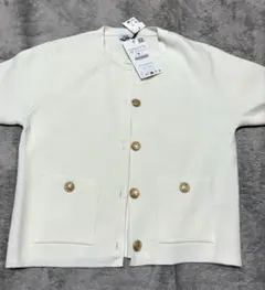【新品・タグ付き】ZARA ゴールドボタン ニットカーディガン