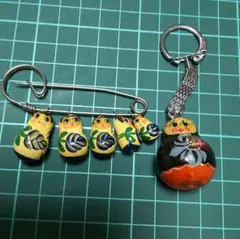 レトロ品　ロシア　マトリョーシカピンブローチ　マトリョーシカキーホルダー　2点