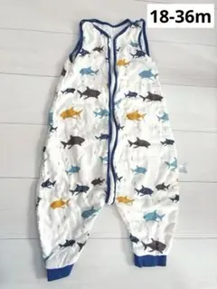 ダブルガーゼ　サメ柄　スリーパー　Mサイズ　ファスナー付き　スリープバッグ