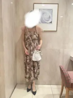 DAZY 花柄プリント コントラストメッシュ ドレス　結婚式　お呼ばれドレス