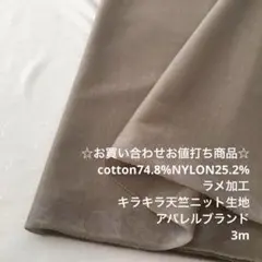 B2L/6940-04☆3m お買い合わせ/綿ナイロン混ラメ天竺ニット生地
