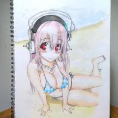 ファンアート 手描きイラスト 美少女 そに子 メイ
