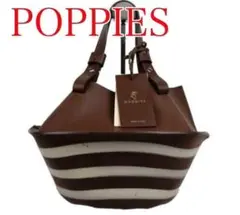 【未使用】POPPIES レザーハンドバッグ　ボーダー