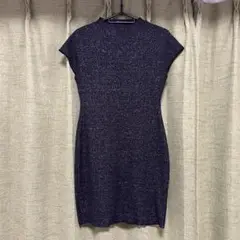 ZARA 黒 ラメ　ミニワンピ　フレンチ袖　Mサイズ　美品
