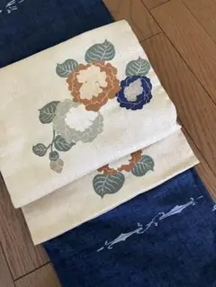 セール【希少アンティーク・地紋も◎】大正ロマン、琳派な芍薬柄☆正絹 名古屋帯