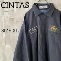 【美品】古着 CINTAS 長袖ワークシャツ XLサイズ ネイビー