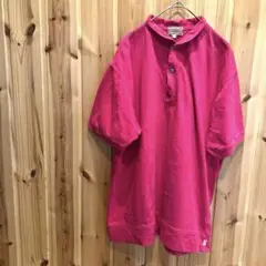 【ジェビニオン】ポロシャツ　半袖　スナップ　ピンク系　派手色　綺麗色　メンズ
