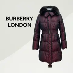BURBERRY バーバリー 裏地チェック柄 襟フォックスファー ダウンコート