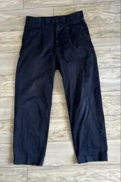 【中古品】無印良品/MUJI タックワイドパンツ　ストレートチノ　ブラック