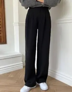 新品　未使用　タグ付き　ブラック ワイドパンツ サイドポケット