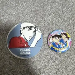 青山剛昌ふるさと館　缶バッジ　服部平次　コナンズキッチン　コースター
