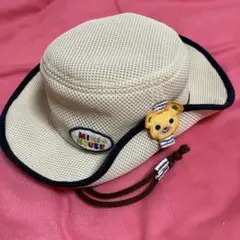 MIKI HOUSE 50 メッシュハット　ベージュ　アイボリー　プッチーくん