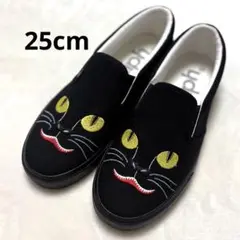 スリッポンgraniph 石黒亜矢子　化け猫　黒　ユニセックス