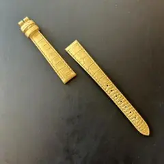 【未使用品】腕時計ベルト クロコダイル型押し レザー13mm イエローゴールド