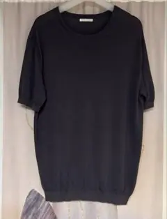 ユナイテッドアローズ コットンシルク ニットTシャツ チャコールグレー