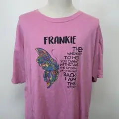 FRANKIE コットンTシャツ ピンク バタフライ 2XG ヘインズ J-22