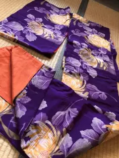 アンティーク着物　銘仙　菊模様　大正ロマン