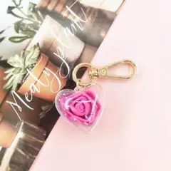 推しカラー ピンク 推し活 【大人気】キーホルダー ハート チャーム バラ