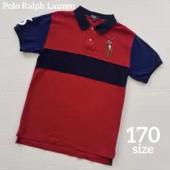 ポロ　ラルフローレン　バイカラー　ビックポニー　Ｌ　ポロシャツ　170 赤　紺