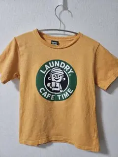 Laundry Tシャツ 140サイズ オレンジ　CAFE TIMEのプリント