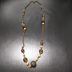美品‼️ロングネックレス ブラウン✨