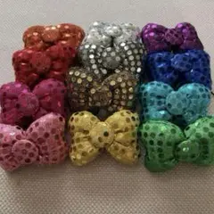 ♡可愛い♡推しカラー♡ キラキラスパンコールのリボンゴム12色セッで2400円♬