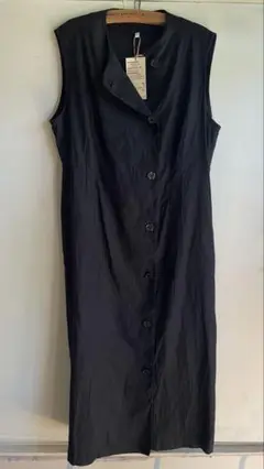 新品タグ付き　無印良品 ジレワンピース XL 黒 ロング丈 羽織り