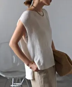 BONJOUR SAGAN メッシュフレンチスリーブニット