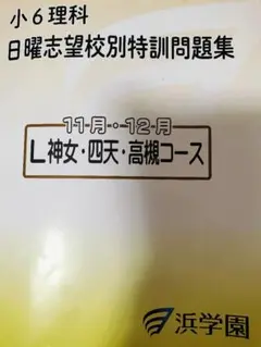 浜学園 小６ 理科 日曜志望校別特訓問題集 １１月・１２月 Ｌ神女・四天・高槻