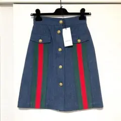 12月18日まで限定価格☆確実正規品☆美品☆GUCCI デニムストライプスカート