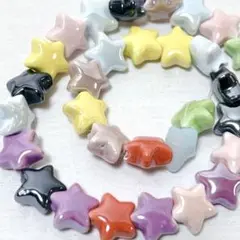 xi828/SALE！陶器ビーズ◇カラフル星形 1連