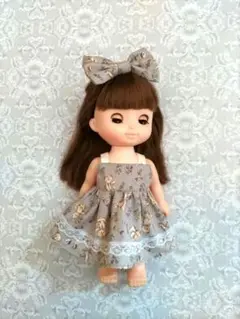 ソランちゃん　メルちゃん　ロマンティックベアワンピースセット（スモークラベンダー