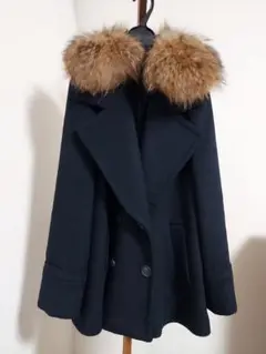 ☆DRWCYS☆リアルファーつきビックカラーAラインメルトンコート