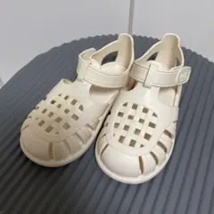 クリーム色 メッシュデザイン サンダル 25