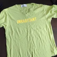 INHABITANT VネックTシャツ ライムグリーン