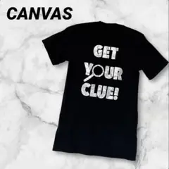 CANVAS ブラック 半袖プリントTシャツ 男女兼用 黒