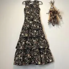 ★週末セール★美品 カネコイサオKANEKO ISAO 花柄 ワンピース 黒