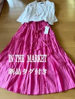 サマー　新品タグ付き　INTHE MARKET シワ加工ティアードスカート　P