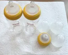 ピジョン　ガラス　哺乳瓶　母乳実感 240ml 2本 乳首とフードキャップ3つ