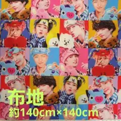BTSオールメンバー柄 綿生地 約140cm×140cm