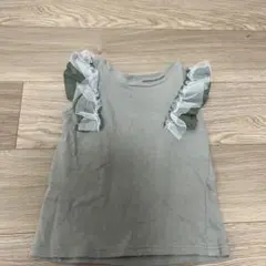 アプレレクール　フリル付ノースリーブTシャツ120 カーキ