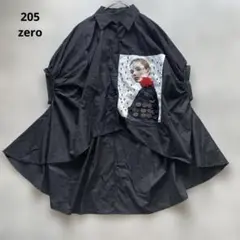 205 zero ブラックバルーンスリーブシャツ デザインシャツチュニック