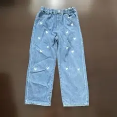 ハート刺繍　デニムパンツ　140