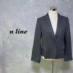 【大きいサイズ✨シルク混】n♡line ジャケット ストライプ グレー 4150