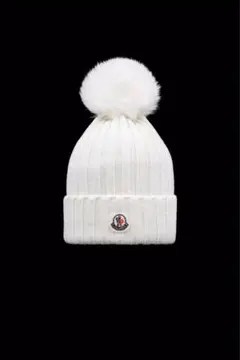 オフホワイト Moncler ニットキャップ ポンポンキャップ ウール
