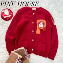 【希少】PINKHOUSE ウール100 サンタクロース ワッペン カーディガン
