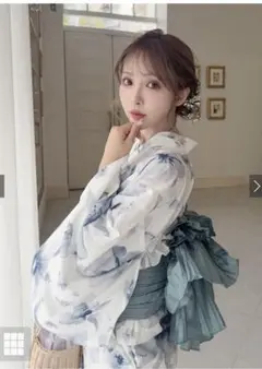GRL3点セット 2Way 水彩花柄浴衣セット　【fy027】 ショート