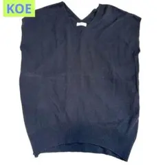 koé ノースリーブニット 黒 Vネック コエ 綿 アクリル混紡 ベスト