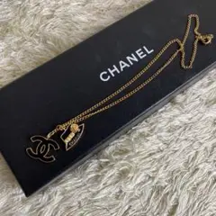希少 CHANEL シャネル ココマーク ハット ブラック ゴールド ネックレス